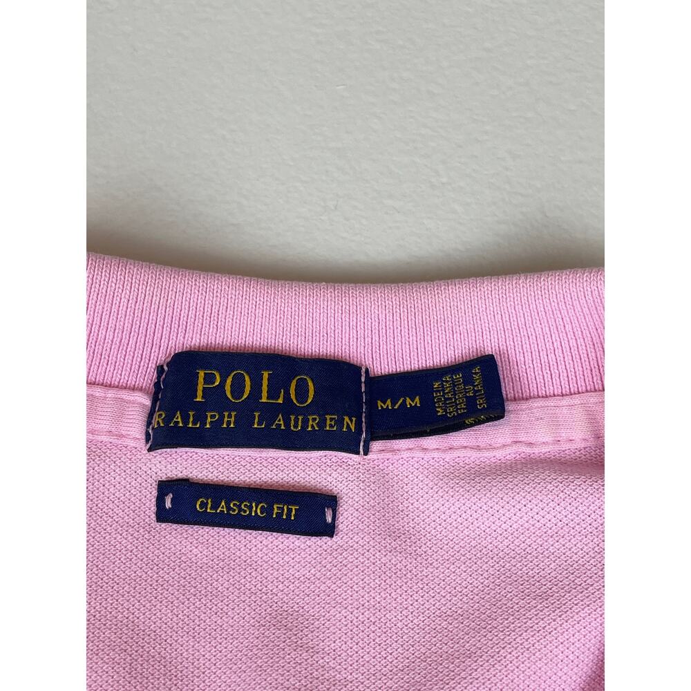 Polo Ralph Lauren Sz M Classic Fit Pink Polo Green Embroidered Logo 100% Cotton - Picture 2 of 8